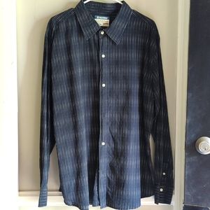 MK Machine Casual Button Down Shirt Dark Grey Stripes XL